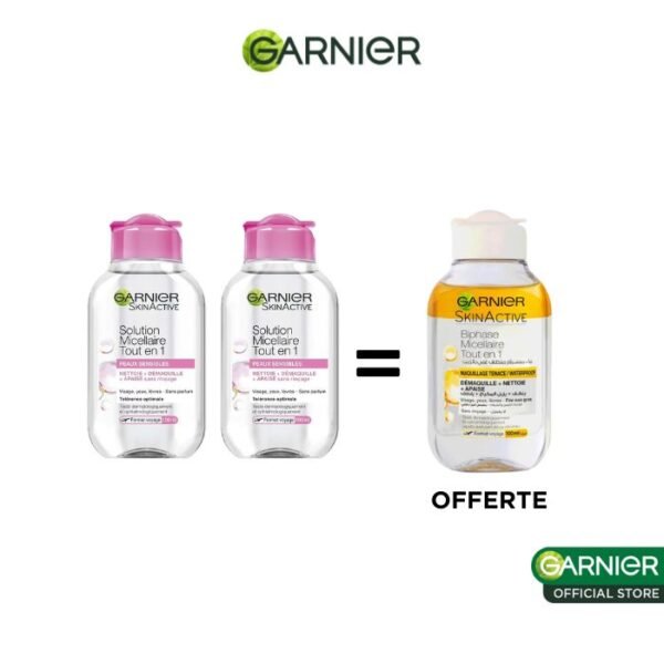 OFFRE – 2 MICELLAIRE PEAU SENSIBLE 400ML + MICELLAIRE BYPHASE 100ML