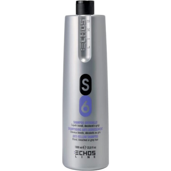 ECHOSLINE S6 SHAMPOING ANTI-JAUNE POUR CHEVEUX BLONDS BLANCHIS ET GRIS BLONDS