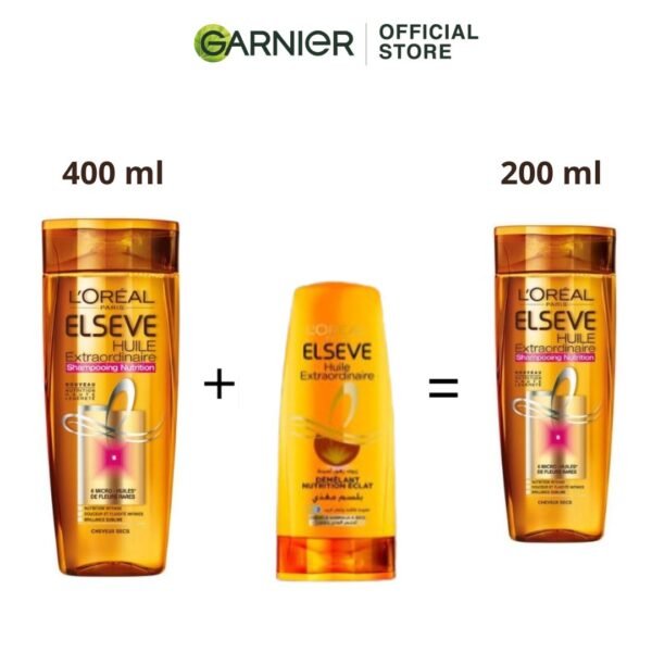 L’Oréal Elsève Huile Extraordinaire Shampoing Nutrition Cheveux Normaux À Secs 400ml + L’Oréal Elsève Huile Extraordinaire Après Shampoing 200ml = L’Oréal Elsève Huile Extraordinaire Shampoing Nutrition Cheveux Normaux À Secs 200ml