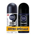 Pack NIVEA MEN – Déodorants Homme Roll-on DEEP 50ml + Black & White Original 50ml
